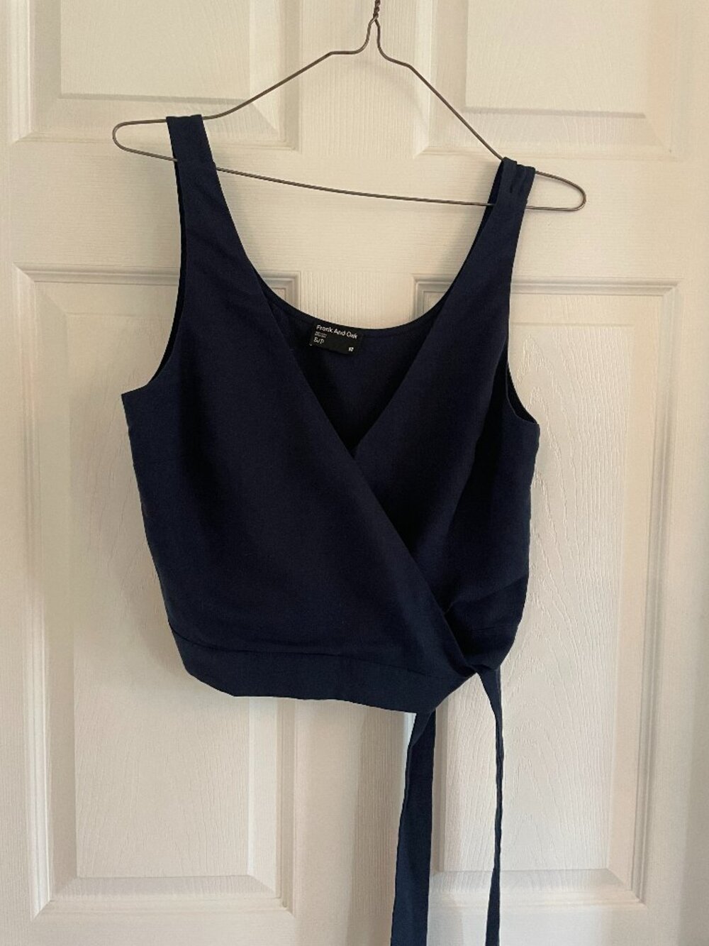 Frank And Oak Navy Wrap Crop Top Size Small